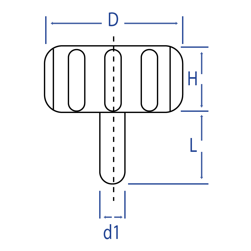 Thumb Knob - Male Thread - Dimensional Drawing